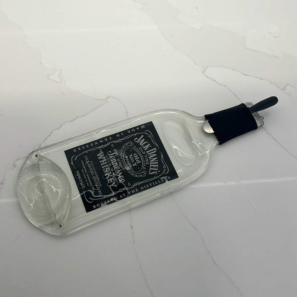 Jack Daniels glass bottle cheese tray